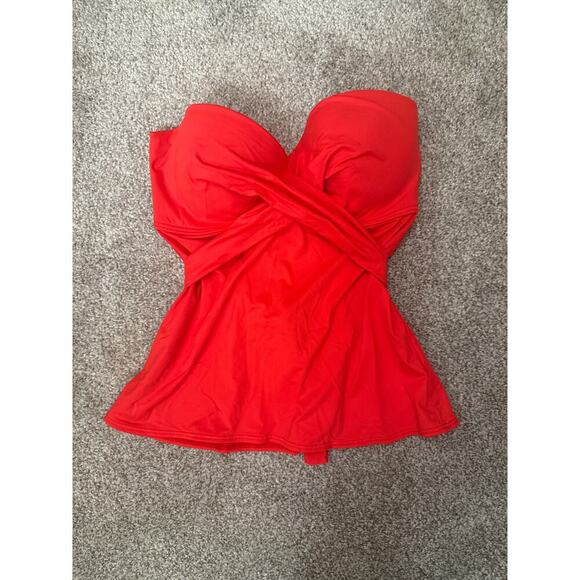 Coco Reef Five Way Bra Sized Underwire Tankini Top in Classic Red,32/34D - Picture 8 of 13